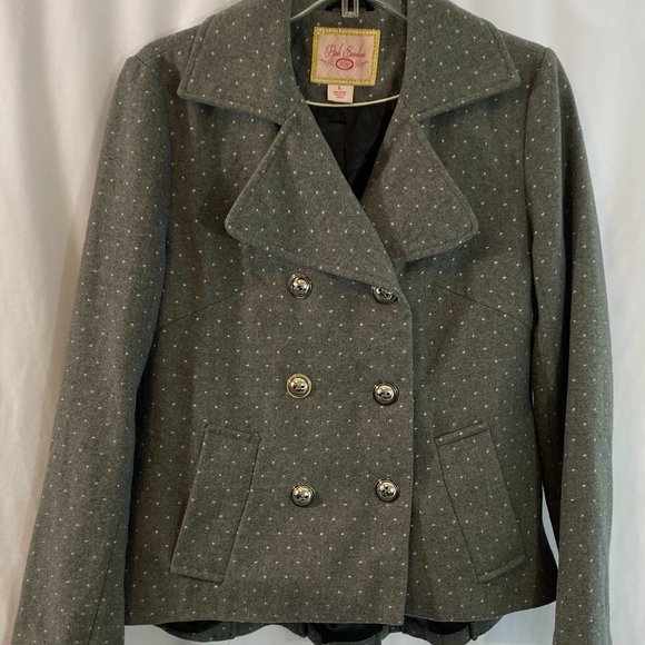 Pink Envelope Gray & White Mini Polka Dot Blazer Jacket NWOT Women's Size L - Picture 1 of 11